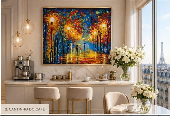Quadros Pintura em Tela Paisagem Urbana Chuva de Outono