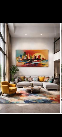 Quadros Pintura em Tela Paisagem Urbana Cidade Imaginária