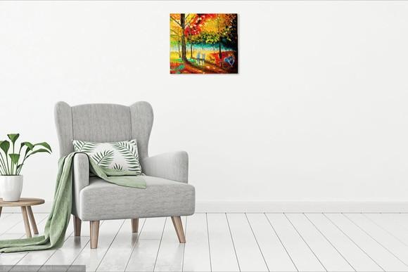 Quadros Pintura em Tela Paisagem Urbana Familia Brincando