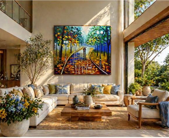 Quadros Pintura em Tela Paisagem Urbana Love Chove Chuva