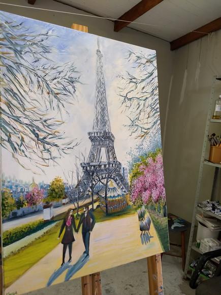 Quadros Pintura em Tela Paisagem Urbana París Carrossel