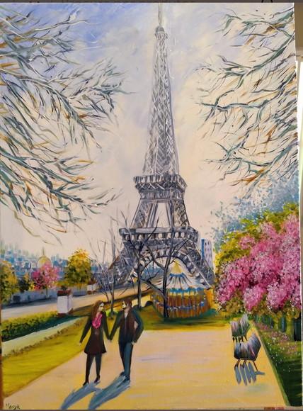 Quadros Pintura em Tela Paisagem Urbana París Carrossel