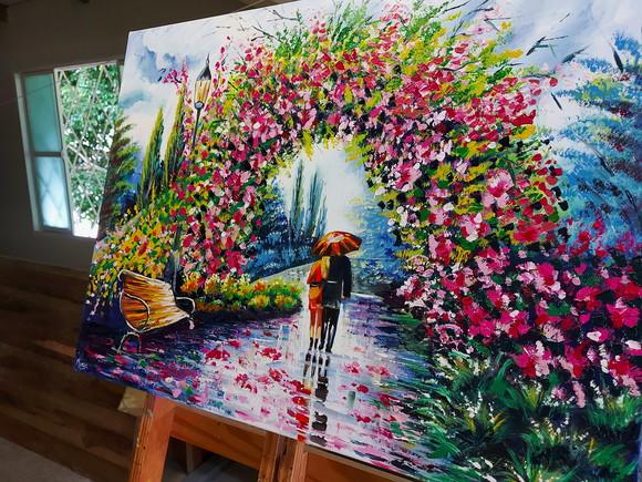 Quadros Pintura em Tela Parque Arco de Flores Black Friday