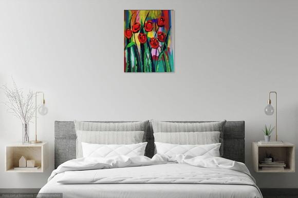 Quadros Pintura em Tela Tulípas Vermelhas Black Friday