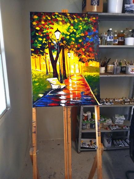 Quadros Pintura em Tela Urbana Banco no Parque Black Friday