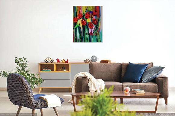 Quadros Pintura em Tela Tulípas Vermelhas Black Friday