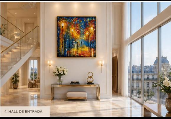 Quadros Pintura em Tela Urbana Chuva de Outono Black Friday