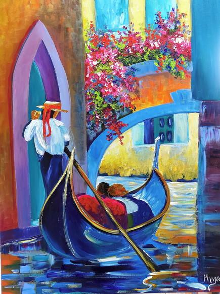 Quadros Pintura Gôndola Veneza Itália Presente de Natal