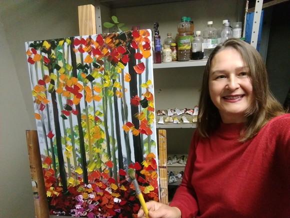 Quadros Pintura Moderno Outono na Floresta Black Friday