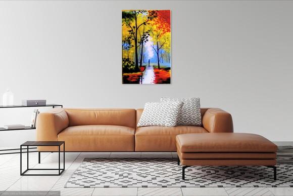 Quadros Pintura Paisagem Caminhada na Floresta Black Friday