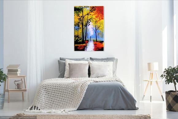 Quadros Pintura Paisagem Caminhada na Floresta Black Friday
