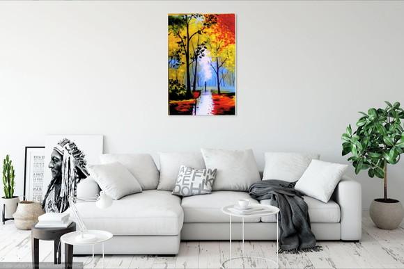 Quadros Pintura Paisagem Caminhada na Floresta Black Friday