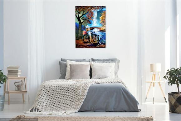 Quadros Pintura Paisagem Cachoeira Mulher Bike Black Friday