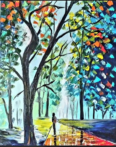 Quadros Pintura Paisagem Caminhada no Parque Black Friday