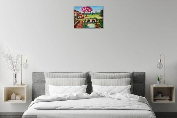 Quadros Pintura Paisagem Caminho Casa Canal Black Friday
