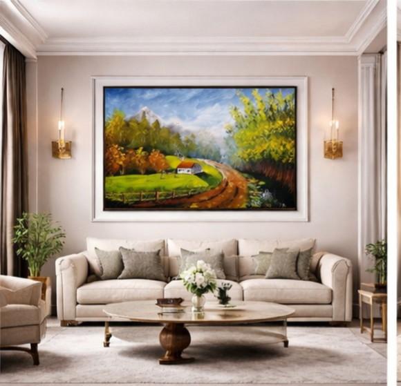Quadros Pintura Paisagem Caminho Eucaliptos Black Friday