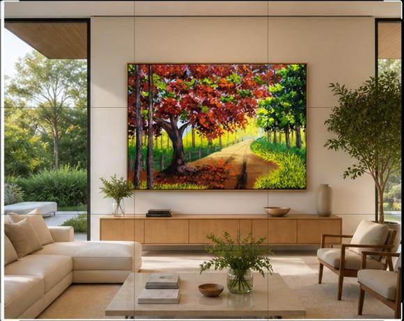 Quadros Pintura Paisagem Caminho Flamboyant Black Friday