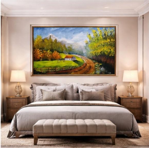 Quadros Pintura Paisagem Caminho Eucaliptos Black Friday