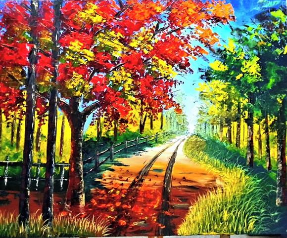 Quadros Pintura Paisagem Caminho Flamboyant Black Friday