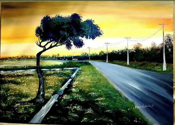 Quadros Pintura Paisagem Campo Caminho Freeway Black Friday
