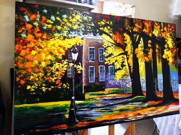 Quadros Pintura Paisagem Casa na Fazenda Presente de Natal