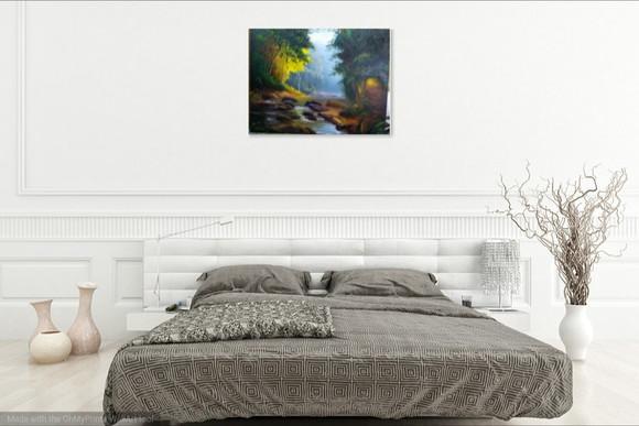 Quadros Pintura Paisagem Riacho Lage de Pedra Black Friday