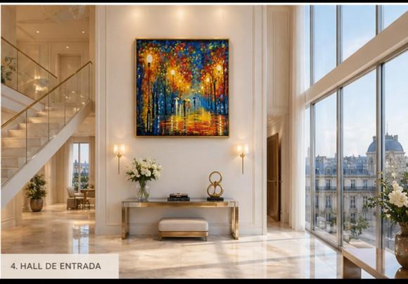 Quadros Pintura Paisagem Urbana Chuva de Outono Black Friday