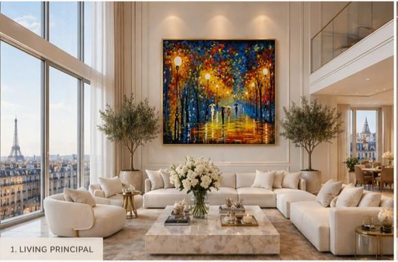 Quadros Pintura Paisagem Urbana Chuva de Outono Black Friday