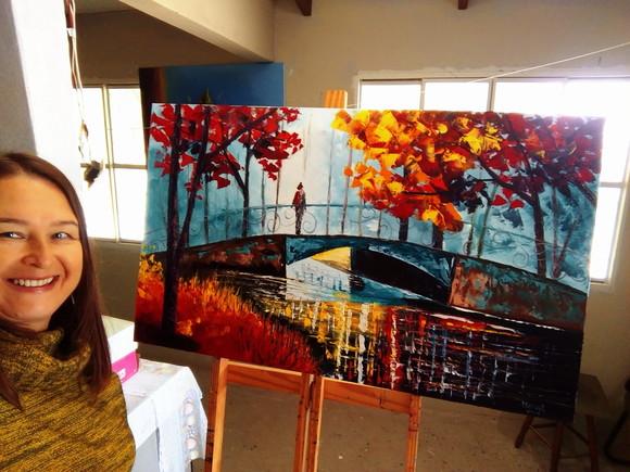 Quadros Pintura Paisagem Urbana Mulher Presente de Natal