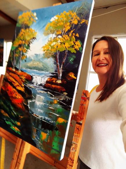 Quadros Pintura Rio com Corredeiras Pedras Black Friday