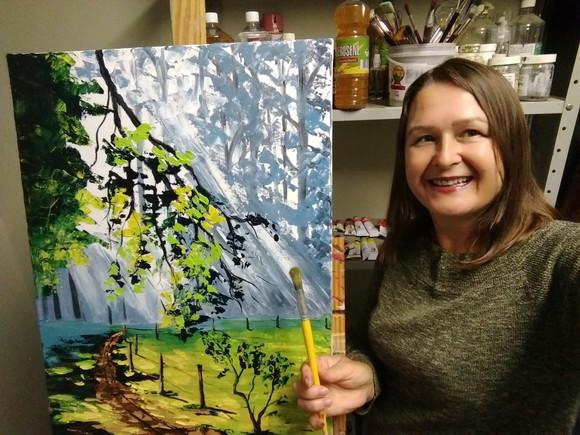 Quadros Pintura Raios de Sol na Floresta Presente de Natal