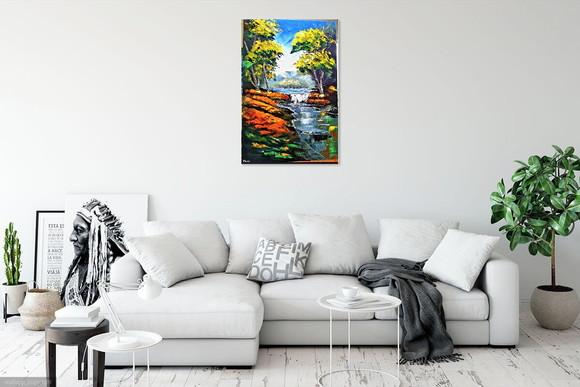 Quadros Pintura Rio com Corredeiras Pedras Black Friday