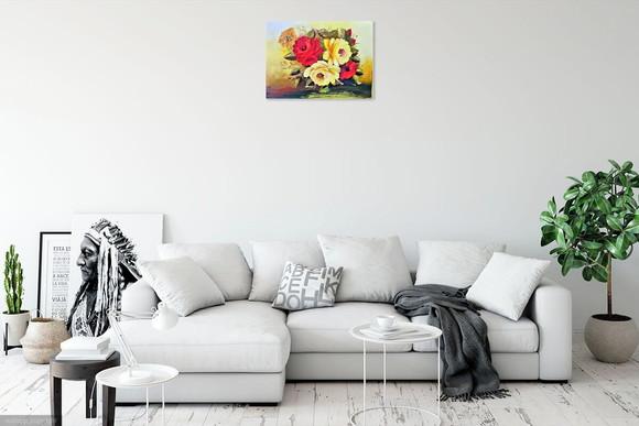 Quadros Pintura Rosas Vermelhas e Amarelas Black Friday