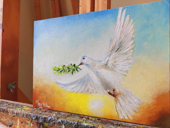 Quadros Pintura Tela Animais Pomba da Paz Presente de Natal