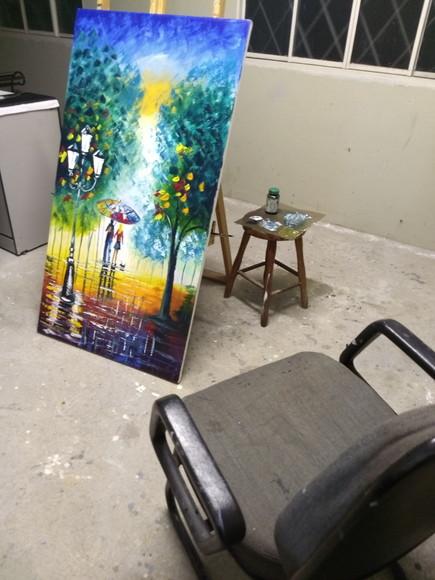 Quadros Pintura Tela Casal com Cachorro Black Friday