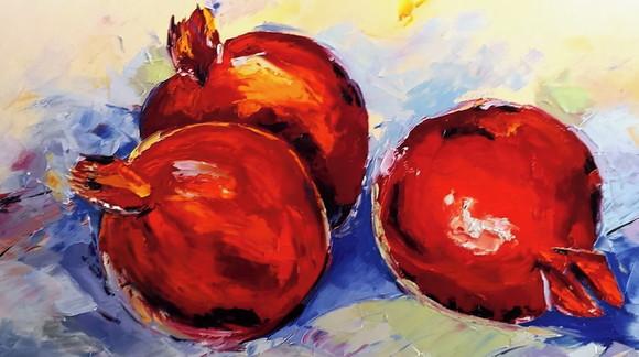 Quadros Pintura Tela Cozinha Gourmet Sala de Jantar Romãs