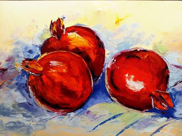 Quadros Pintura Tela Cozinha Gourmet Sala de Jantar Romãs