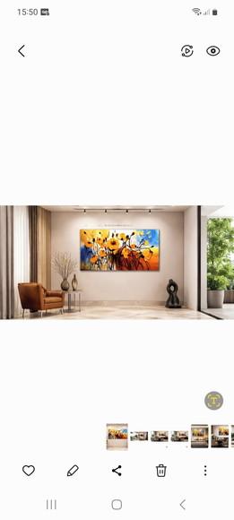 Quadros Pintura Tela Floral Abstrato Moderno Flores Amarelas
