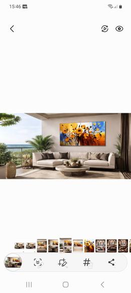 Quadros Pintura Tela Floral Abstrato Moderno Flores Amarelas