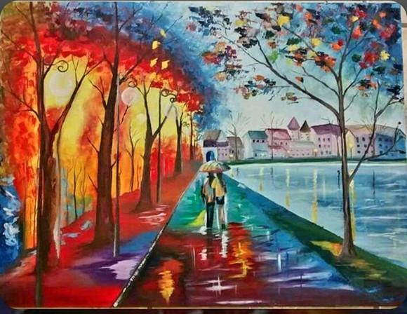 Quadros Pintura Tela Paisagem Abstrato Moderno Apaixonados