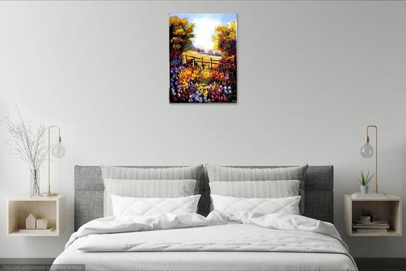 Quadros Pintura Tela Paisagem Campo de Tulípas Black Friday