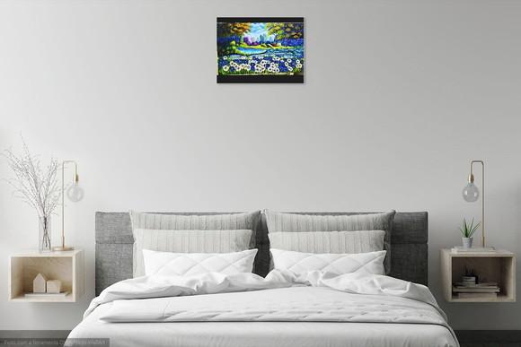 Quadros Pintura Tela Paisagem Campo Florido Relva Perfumada