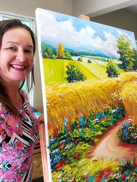 Quadros Pintura Tela Paisagem Lavoura de Trigo Black Friday
