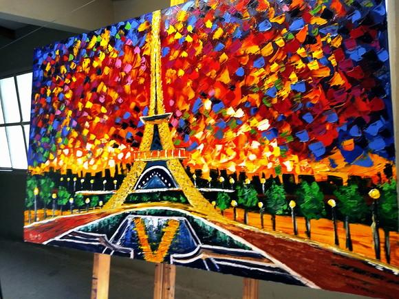 Quadros Pintura Tela Paisagem Urbana Abstrato Torre Eiffel