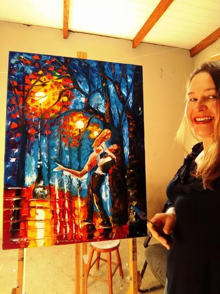 Quadros Pintura Tela Paisagem Urbana Casal Love Black Friday