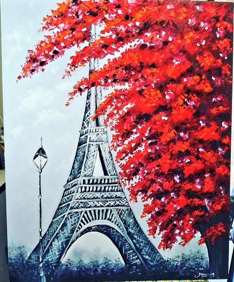 Quadros Pintura Tela París Av Champs Elysees Torre Eiffel