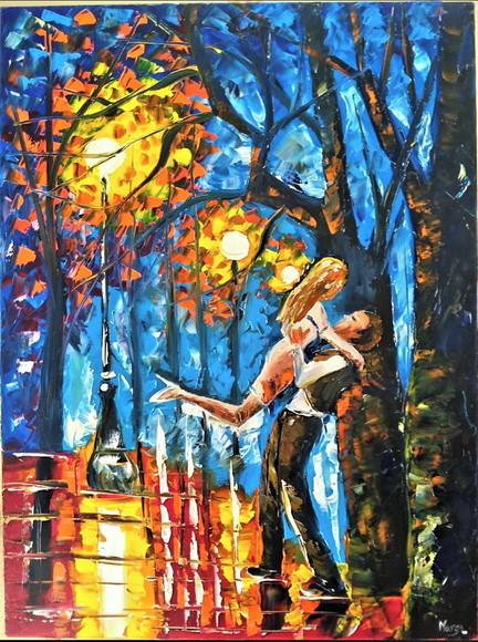 Quadros Pintura Tela Urbana Noite Romance Casal Black Friday