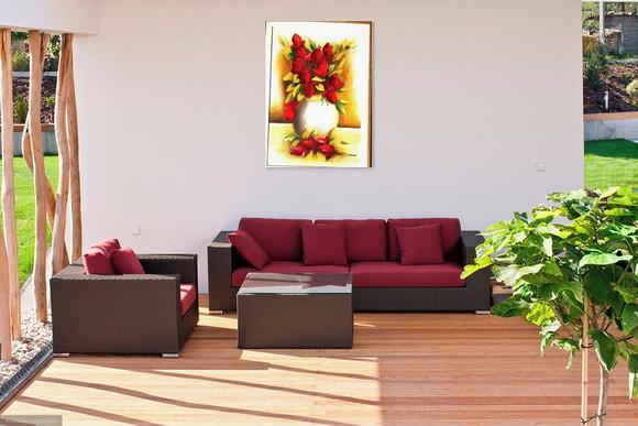 Quadros Pintura Tulipas Vermelhas no Vaso Black Friday
