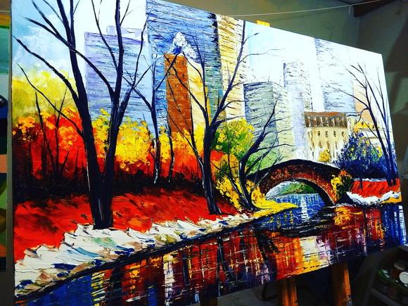Quadros Pintura Urbana New York Central Park Black Friday