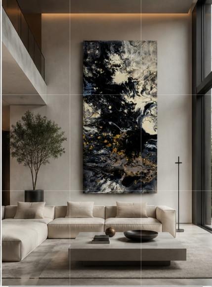 Quadros Pouring Acrílico Black And White Presente de Natal